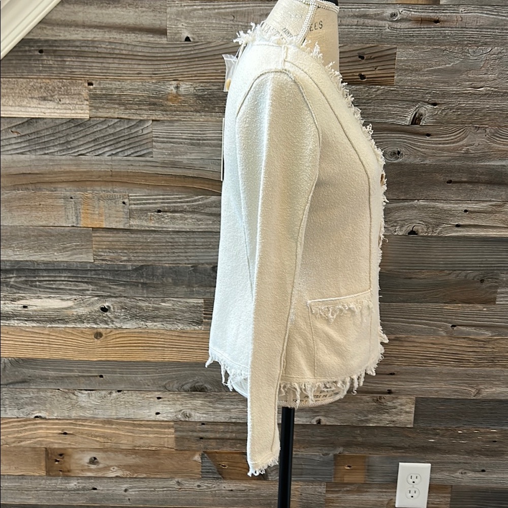 NWT Joie Cream Frayed Edge Cardigan / Jacket Size XS - Picture 2 of 7